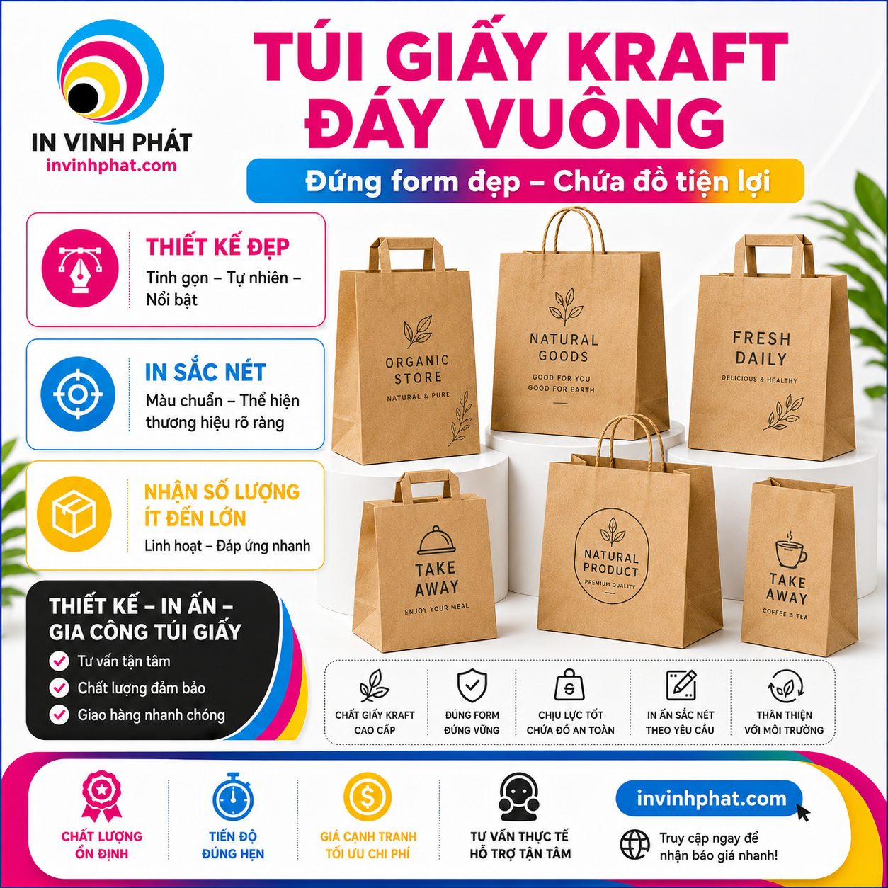 in túi giấy đáy vuông