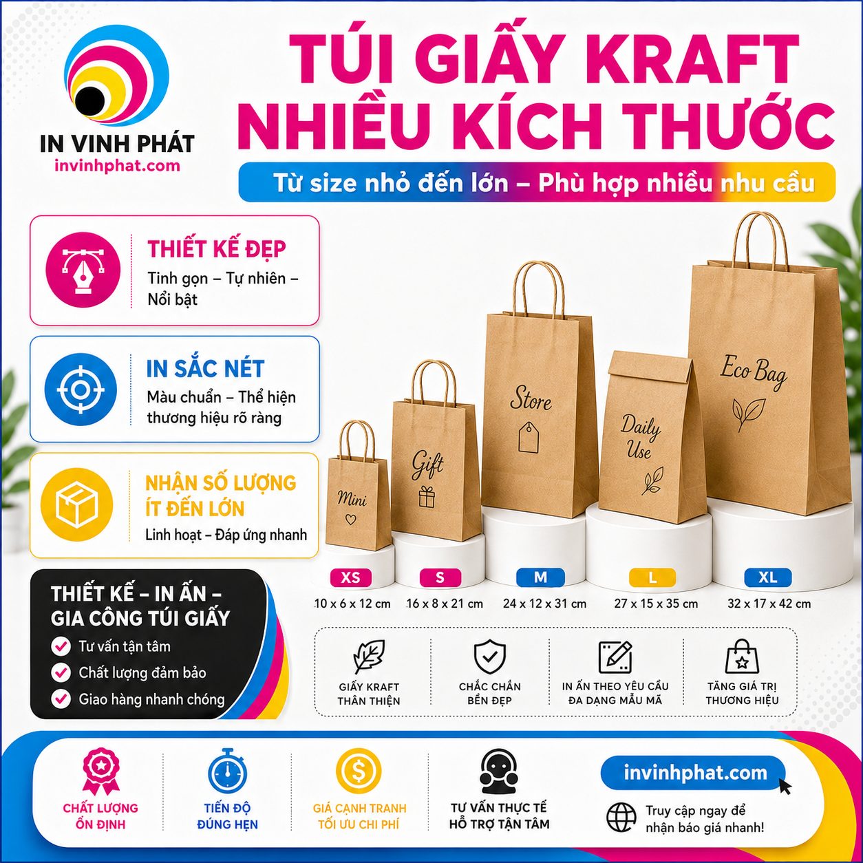 in túi giấy nhiều kích thướt