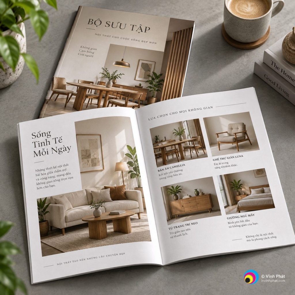 Catalogue đóng cuốn — bản quyền ảnh Vĩnh Phát