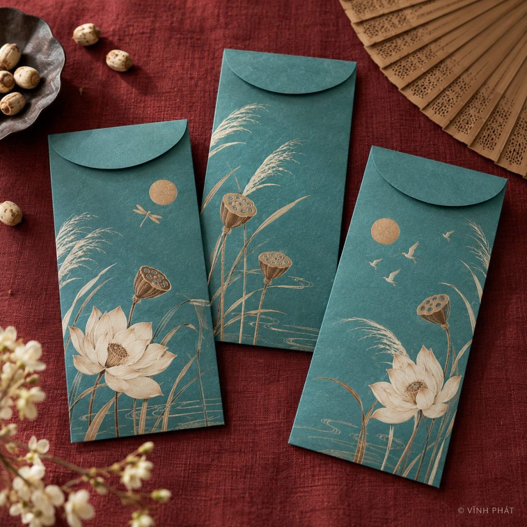Bộ bao lì xì thiết kế hoa quả mùa xuân, ảnh minh họa có bản quyền Vĩnh Phát