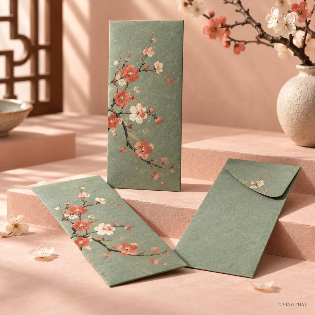 Ảnh minh họa vĩnh phát: lì xì phiên bản giới hạn, số lượng có hạn; thiết kế giấy và ép kim có bản quyền Vĩnh Phát