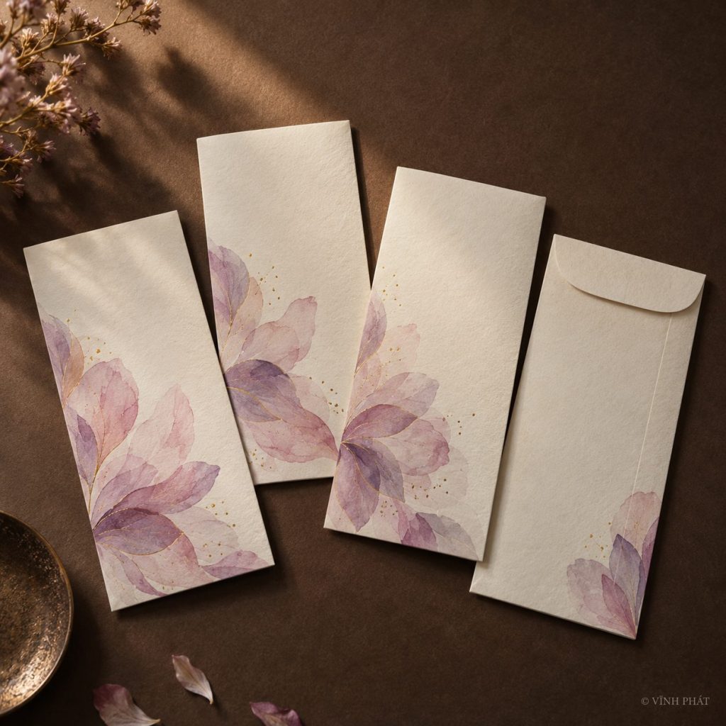 Ảnh minh họa in bao lì xì 2019; thiết kế giấy và ép kim có bản quyền Vĩnh Phát