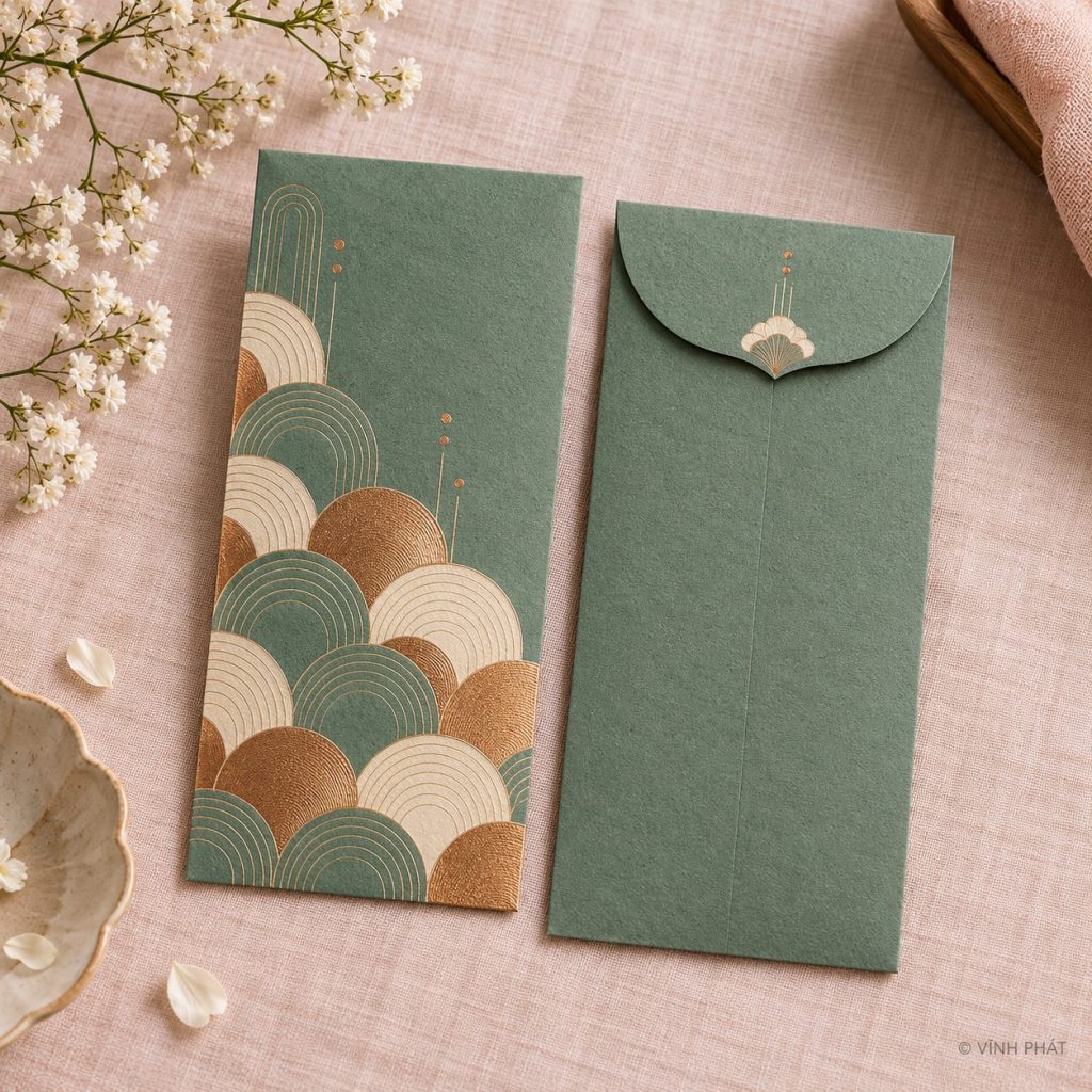 Ảnh minh họa vĩnh phát: lì xì may mắn, đón lộc đầu năm; thiết kế giấy và ép kim có bản quyền Vĩnh Phát