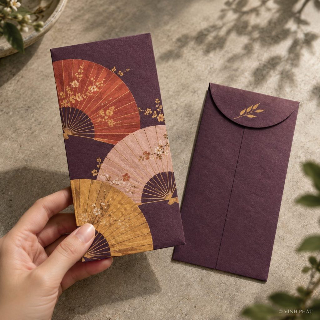 Ảnh minh họa vĩnh phát: bao lì xì phát tài, phát lộc; thiết kế giấy và ép kim có bản quyền Vĩnh Phát