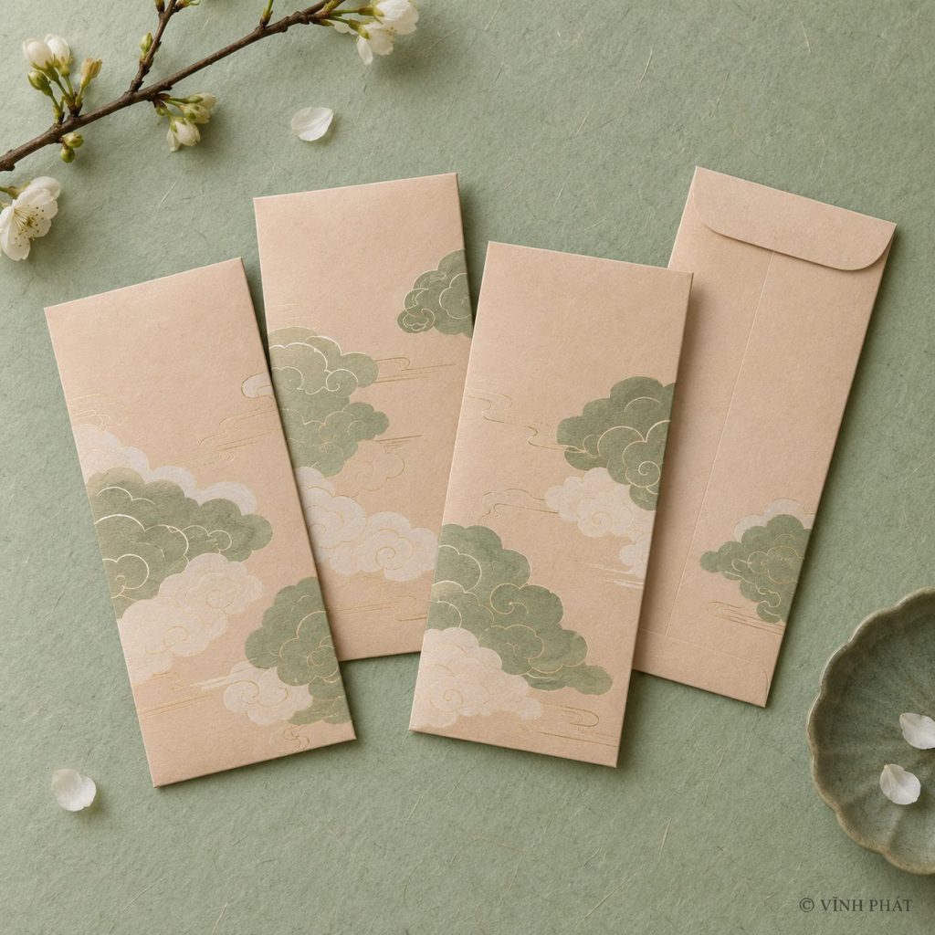 Ảnh minh họa vĩnh phát: lì xì phúc lộc, vạn sự như ý; thiết kế giấy và ép kim có bản quyền Vĩnh Phát