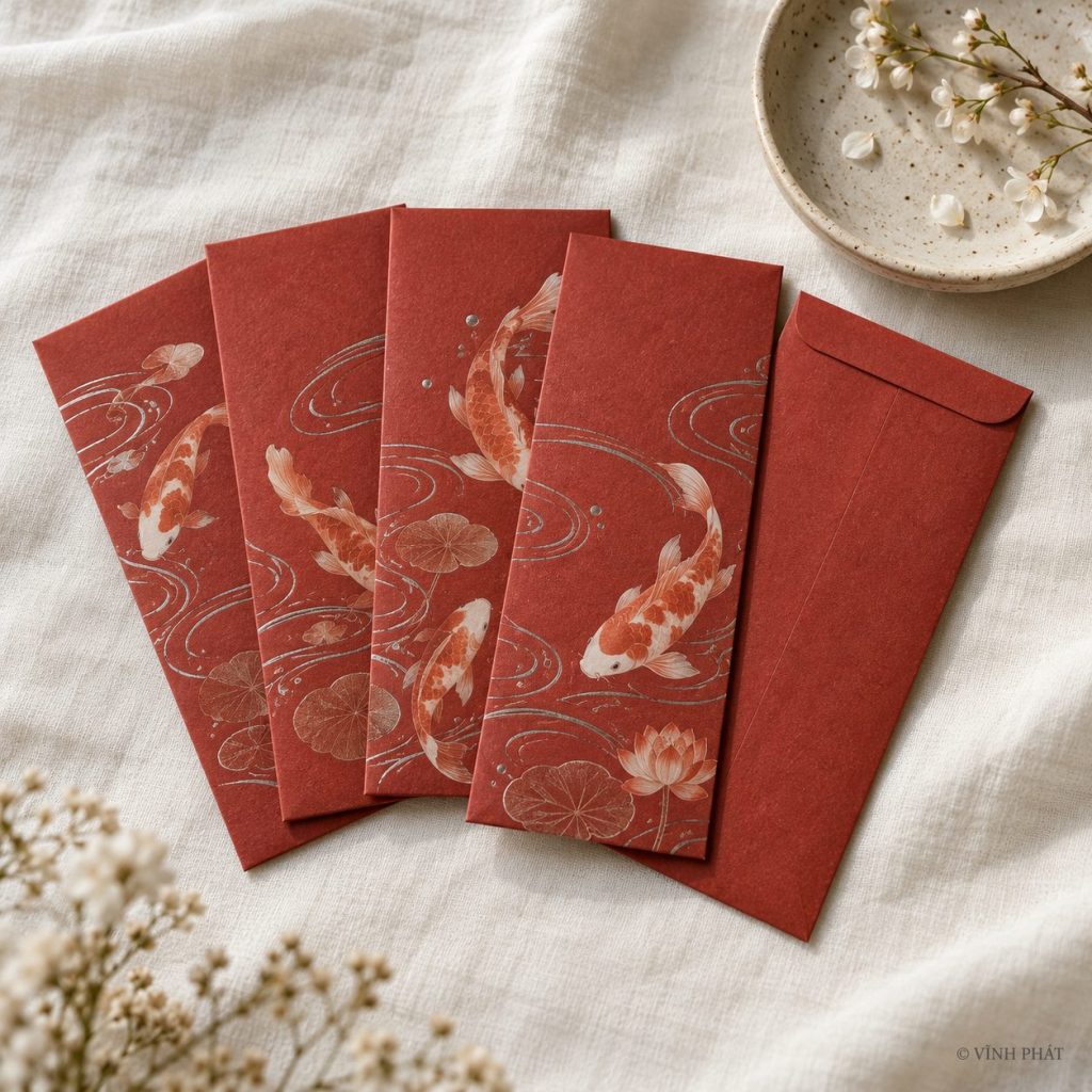Ảnh minh họa lì xì đẹp, in nhanh, giá tốt - chỉ có tại vĩnh phát; thiết kế giấy và ép kim có bản quyền Vĩnh Phát