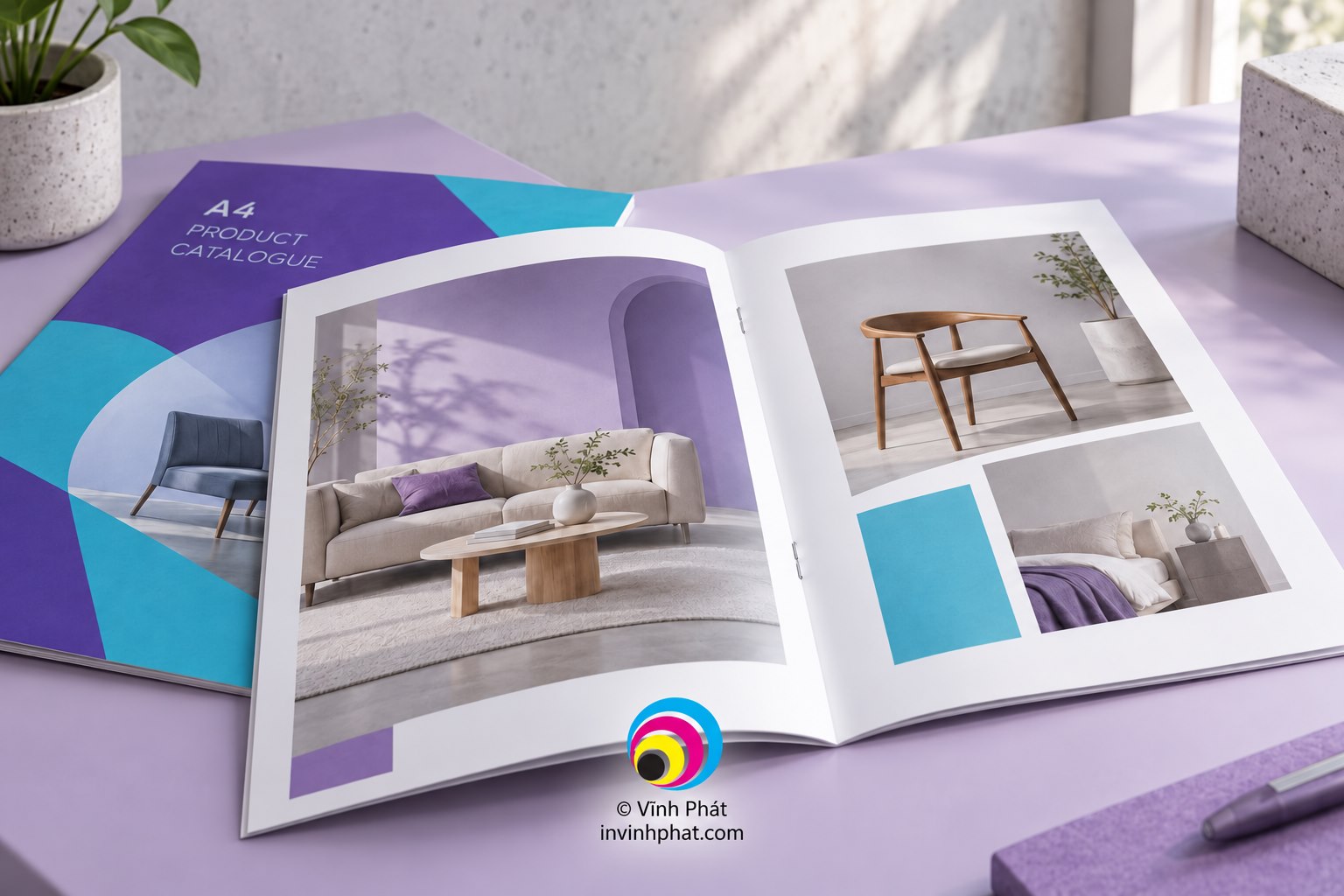 Chi tiết chất liệu và hoàn thiện in catalogue A4 16 trang