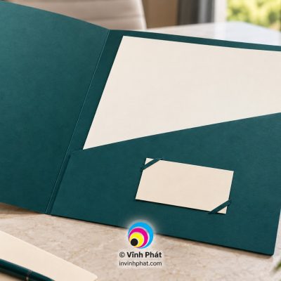 Chi tiết in folder A4 có khe cài danh thiếp