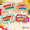 Mẫu in hashtag cầm tay khai trương với logo bản quyền Vĩnh Phát ở góc ảnh