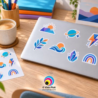 Mẫu in sticker nhựa dán laptop