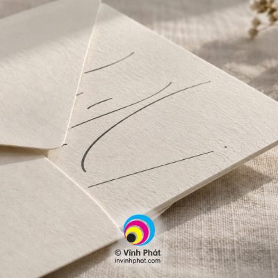 Chi tiết in thiệp cưới tối giản